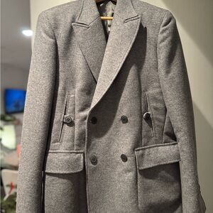 Emporio Armani Double-Breasted Blazer Wool Gray Size 50